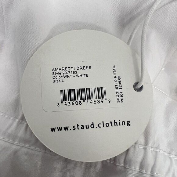 STAUD White V-Neck Maxi Dress with Puff Sleeves - Picture 12 of 15